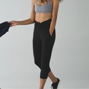 Lululemon Sun Salutation Foldover Waist Black High-Waisted Athletic Pants